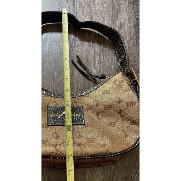 Vintage Baby Phat Snake Skin Shoulder Hand Bag Gold Black White Stones NWT RARE - Picture 6 of 16